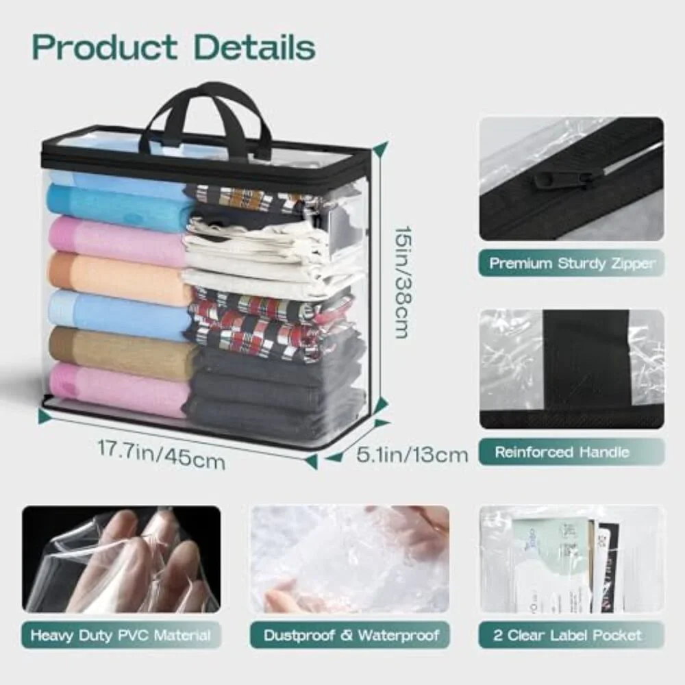 Under Bed Storage Bags Organizer, 22L Clear Storage Bags, Bags Organizer Clear Z